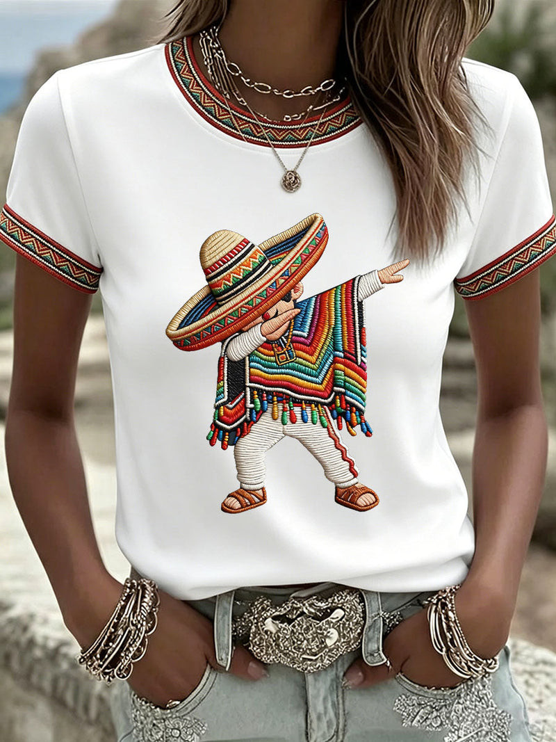 Mexican Boy Dabbing In Poncho Cinco De Mayo T-Shirt Mexican Fiesta Apparel Gift Idea
