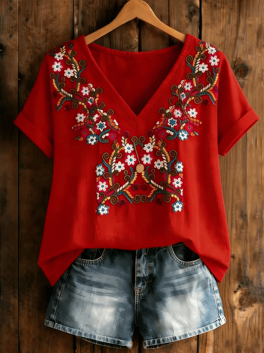 Mexican Cinco De Mayo Floral V-Neck Shirt Cinco De Mayo Parade Clothes Gift For Her