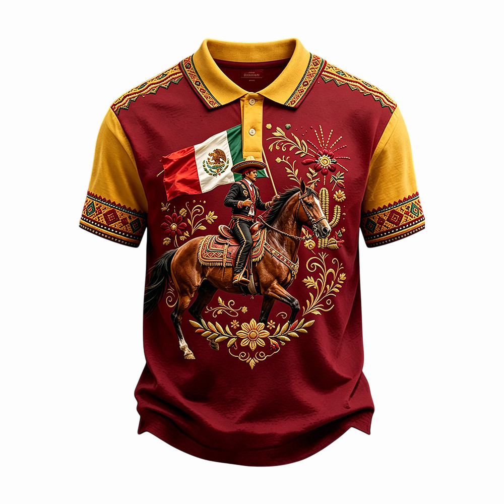 Mexican Cowboy Polo Shirt Fiesta Mens Apparel Mexican Culture Gifts