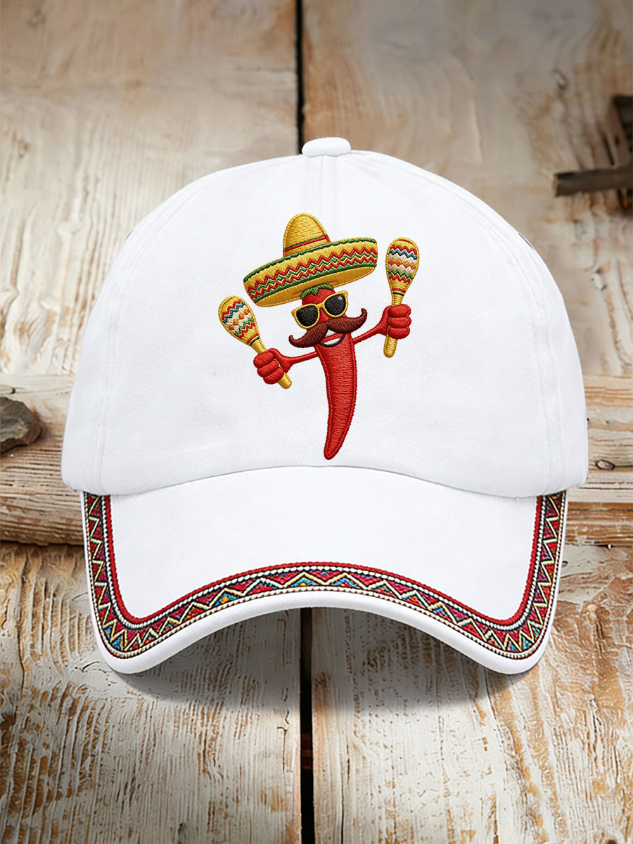 Mexican Fiesta Chili Pepper Baseball Cap Sombrero Maracas Party Hat Gift For Him