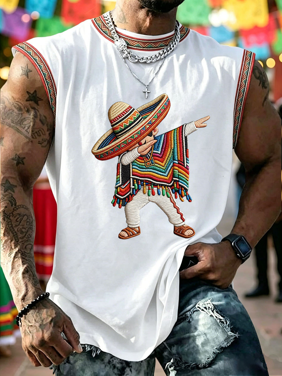 Mexican Fiesta Dabbing Tank Top Sombrero Poncho Funny Cinco De Mayo Party Shirt Friends Gift