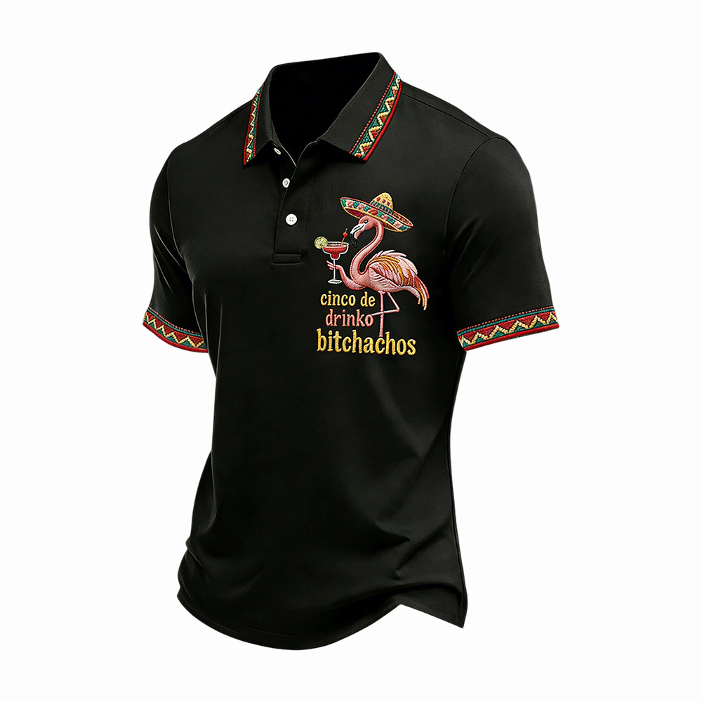 Mexican Flamingo Tequila Polo Shirt Fiesta Clothing Mexican Birthday Presents
