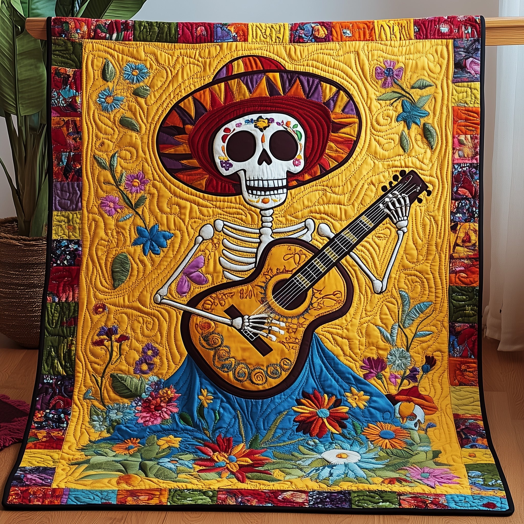 Mexican Heritage Quilted Blanket Merchandise Throw BlanketCool Mexican Gifts