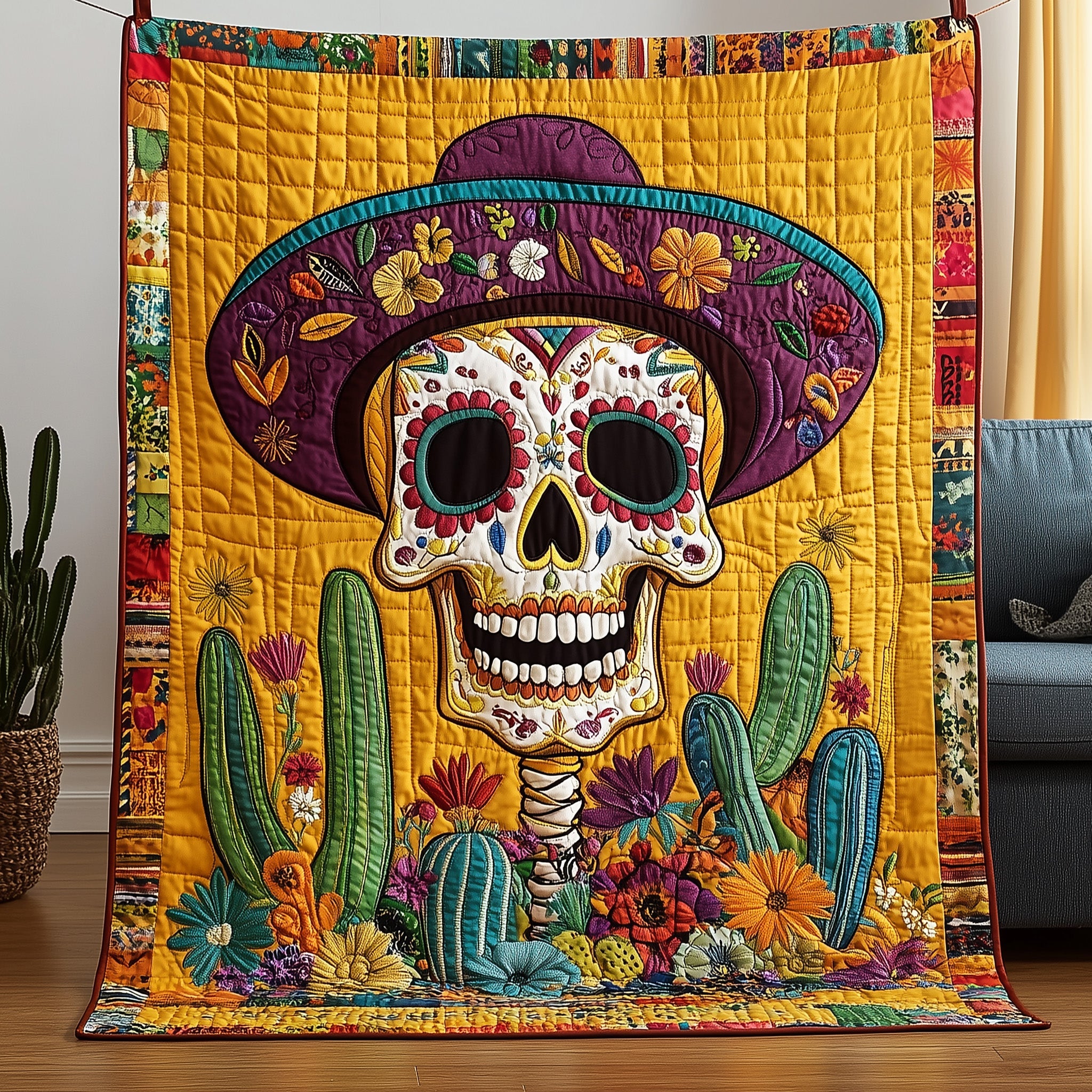 Mexican Heritage Quilted Blanket Merchandise Throw BlanketMexican Birthday Gift Ideas