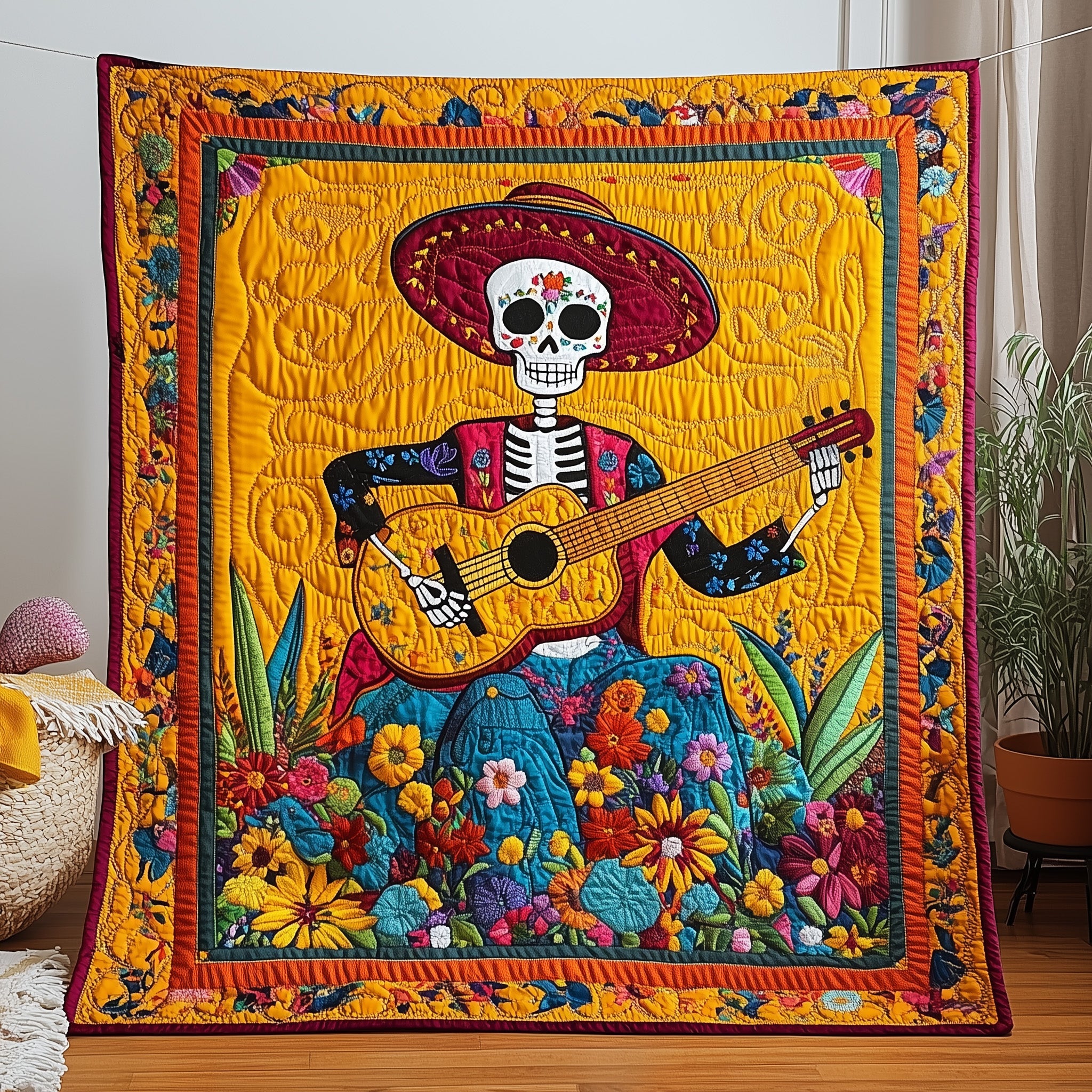 Mexican Heritage Quilted Blanket Merchandise Throw BlanketMexican Birthday Gifts