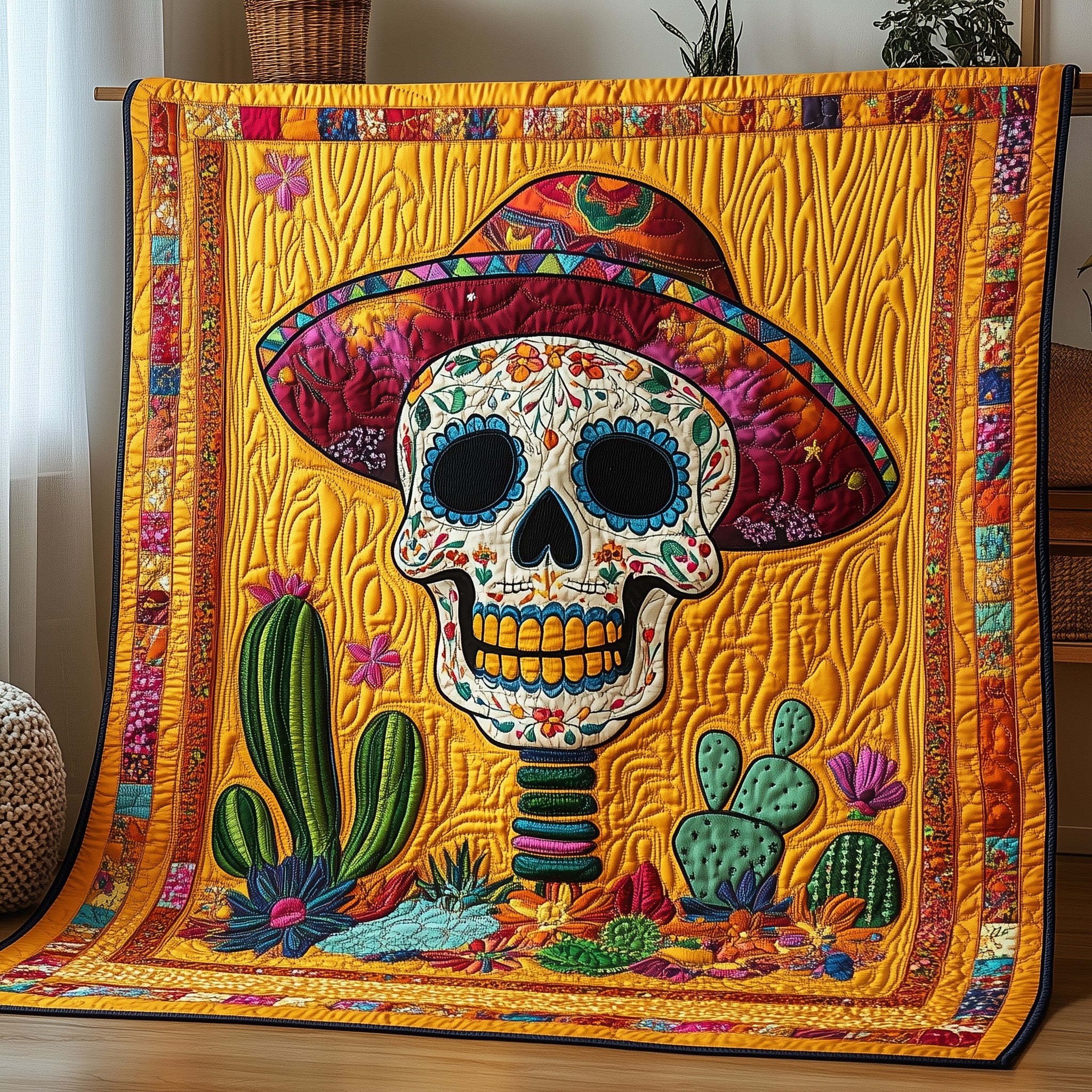 Mexican Heritage Quilted Blanket Merchandise Throw BlanketMexican Birthday Presents