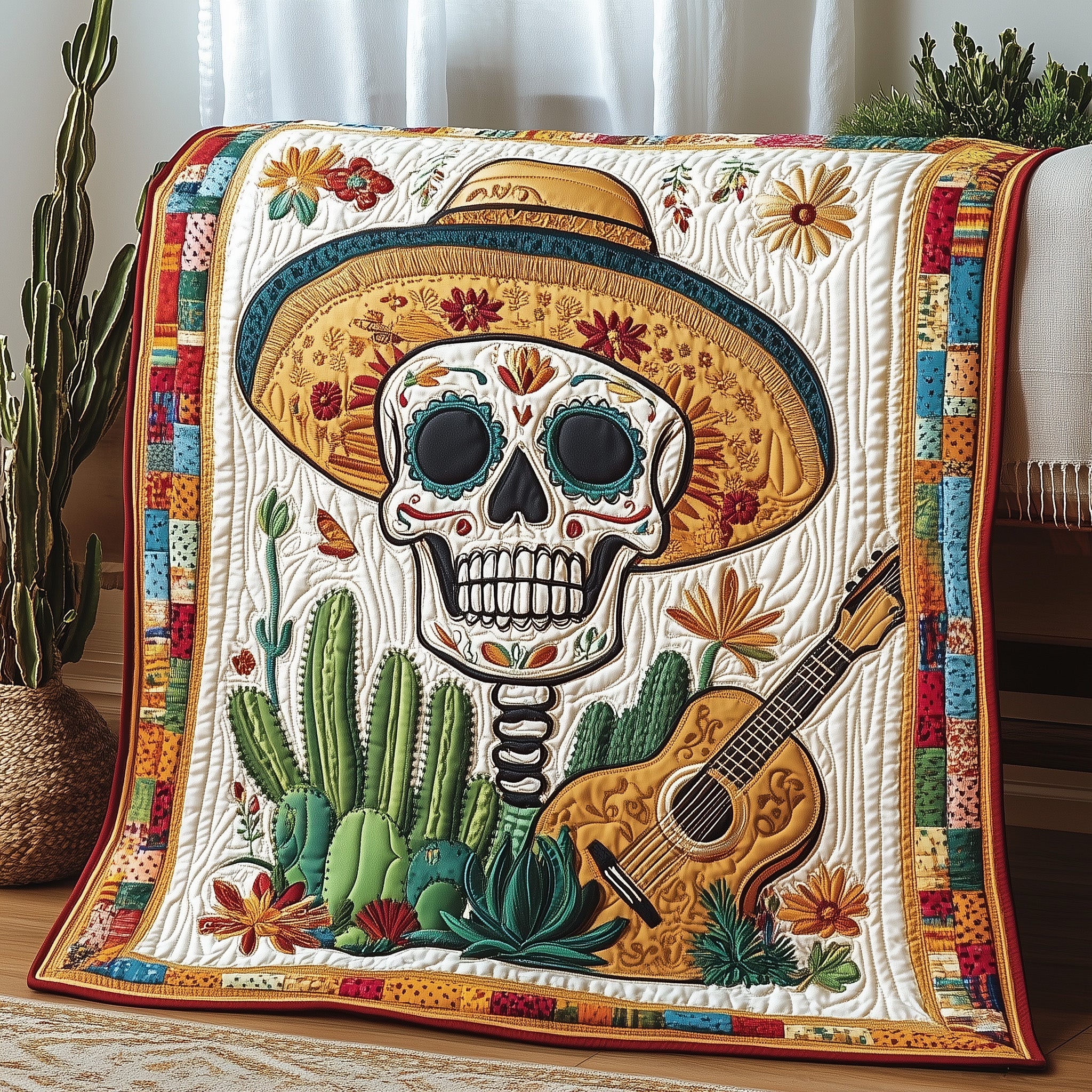 Mexican Heritage Quilted Blanket Merchandise Throw BlanketMexican Culture Gifts