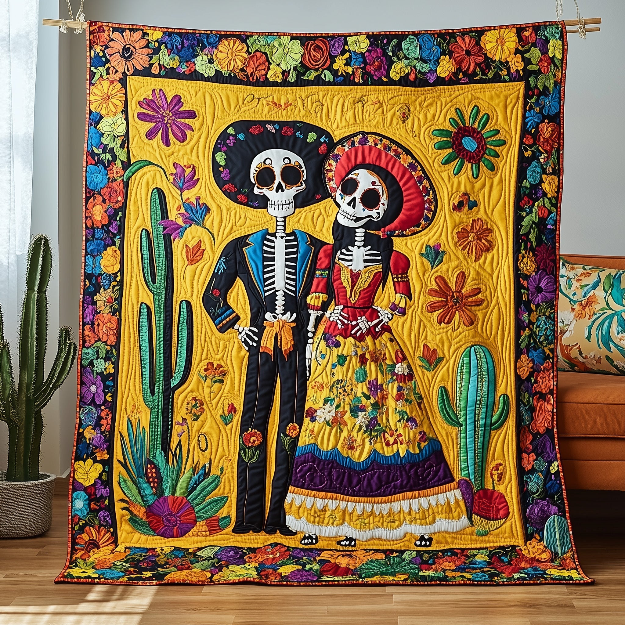Mexican Heritage Quilted Blanket Merchandise Throw BlanketMexican Gift Items