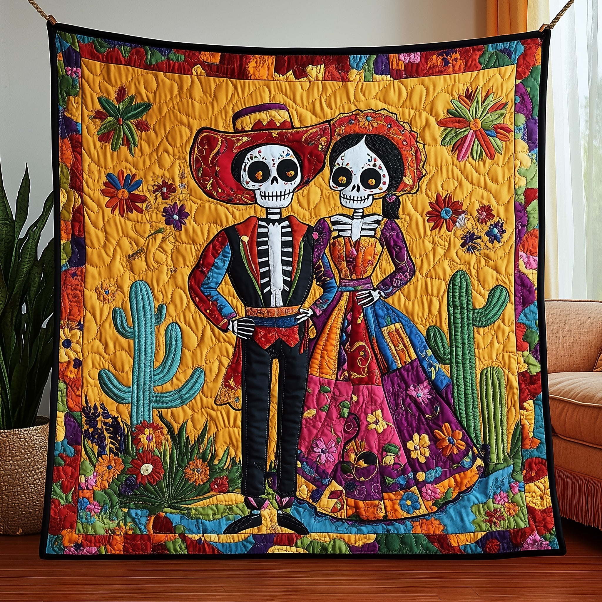 Mexican Heritage Quilted Blanket Merchandise Throw BlanketMexican Novelty Gifts
