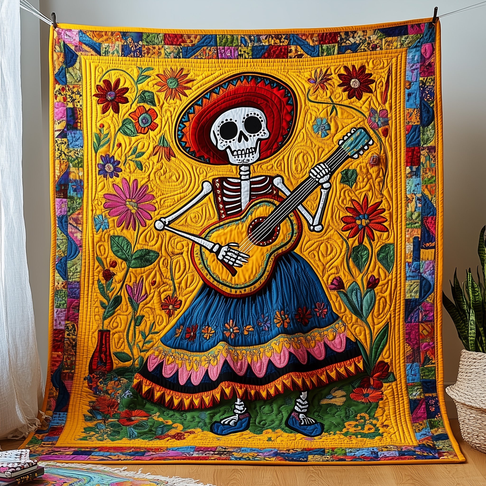 Mexican Heritage Quilted Blanket Merchandise Throw BlanketMexican Themed Presents
