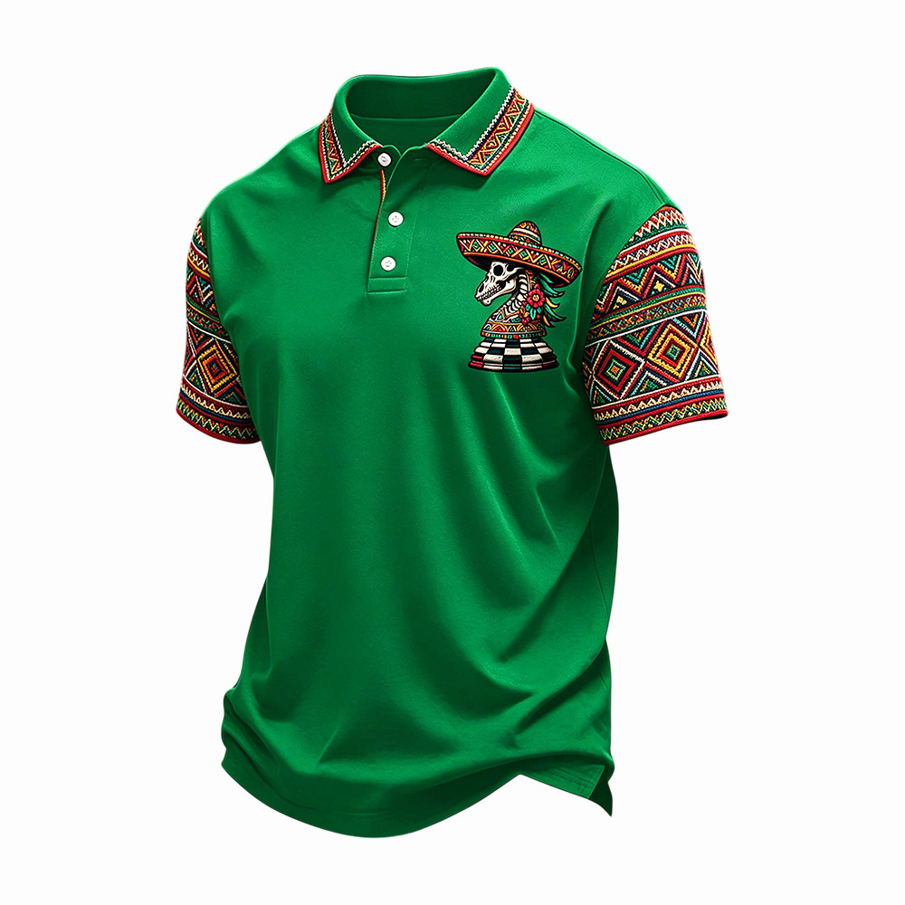 Mexican Skull Sombrero Polo Shirt Fiesta Apparel Best Mexican Gifts