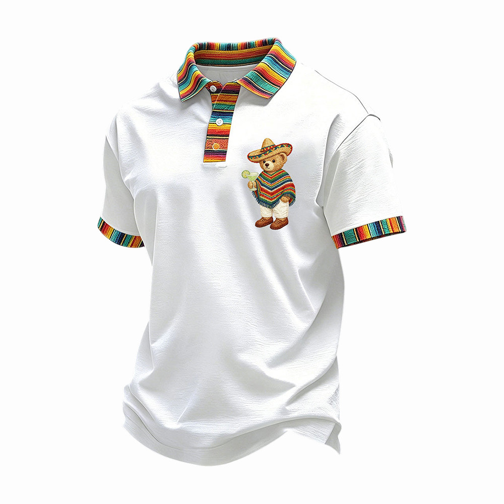 Mexican Sombrero Bear Polo Shirt Fiesta Mens Clothing Mexican Culture Gifts