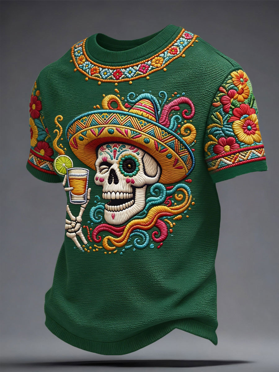 Mexican Sugar Skull Margarita T-Shirt Mexican Skull Margarita Fiesta Party Clothing Gift Ideas