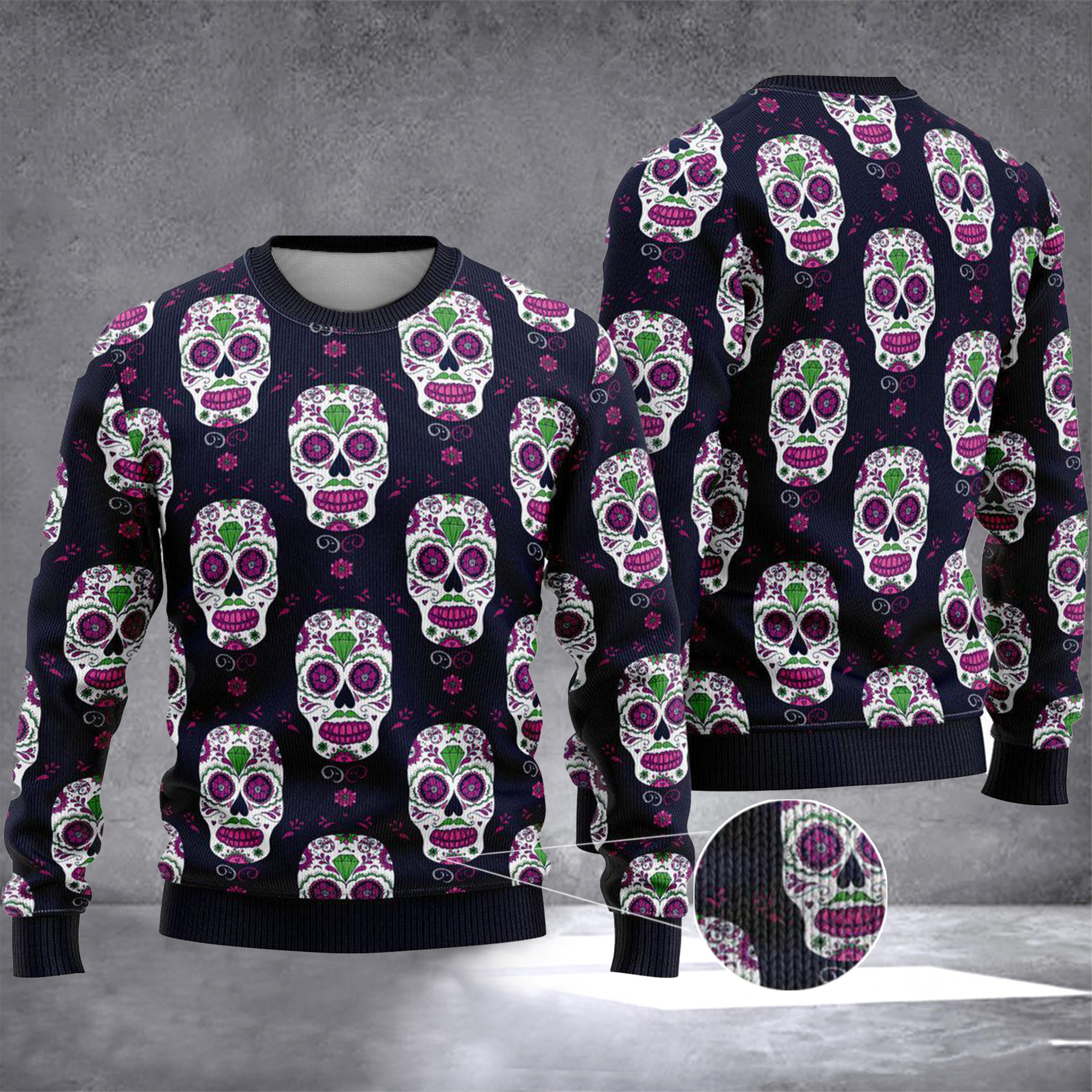 Mexican Sugar Skull Ugly Christmas Sweater Mexican Day Of The Dead Sweater Clothing