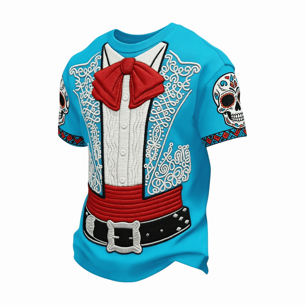 Mexico Art Cinco De Mayo Skeleton T-Shirt Mexico Festival Clothing Present For Him