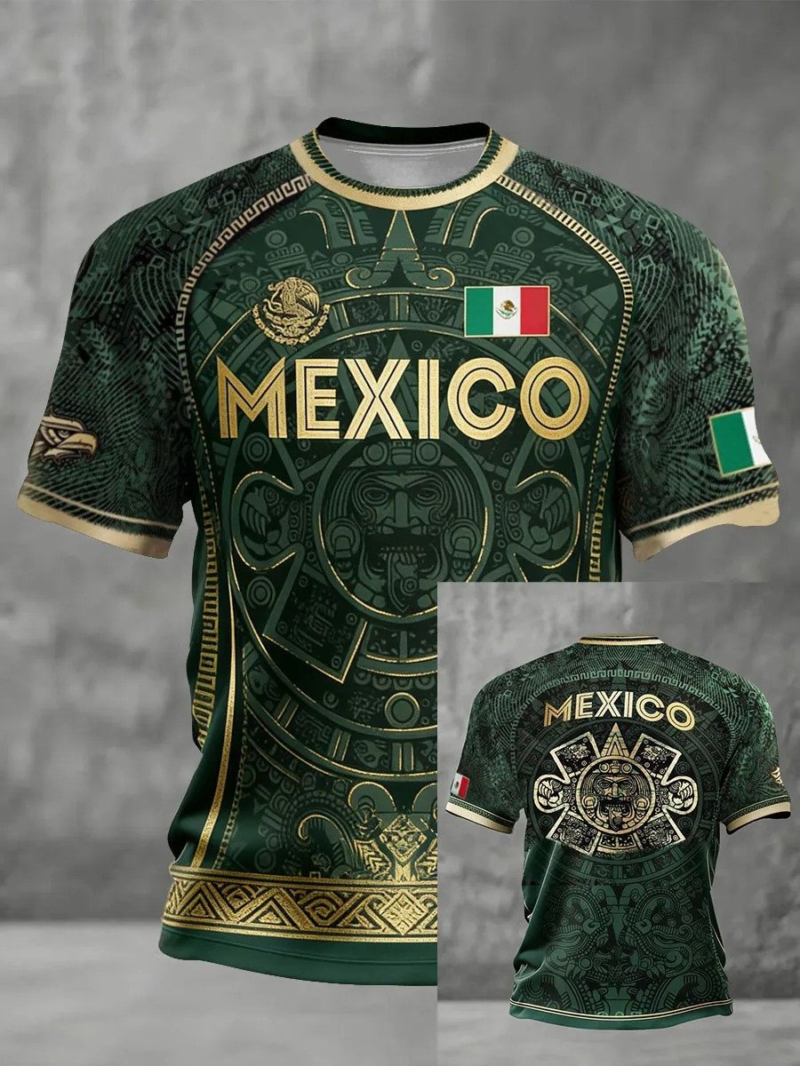 Mexico Aztec Calendar T-Shirt World Cup 2026 El Tri Soccer Fan Gear Gift For Football Lovers