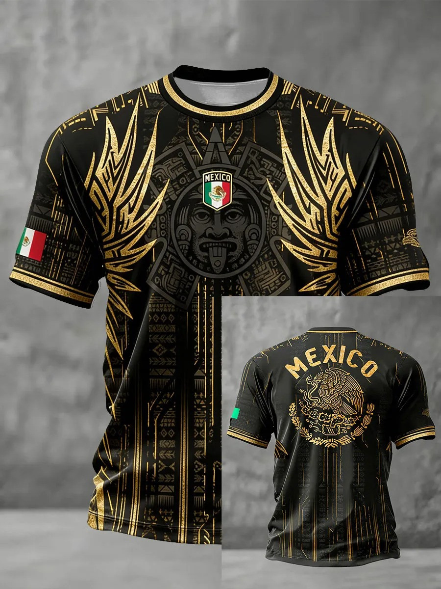 Mexico Aztec Sun Stone T-Shirt World Cup 2026 Soccer Fan Clothing Gift For El Tri Fans