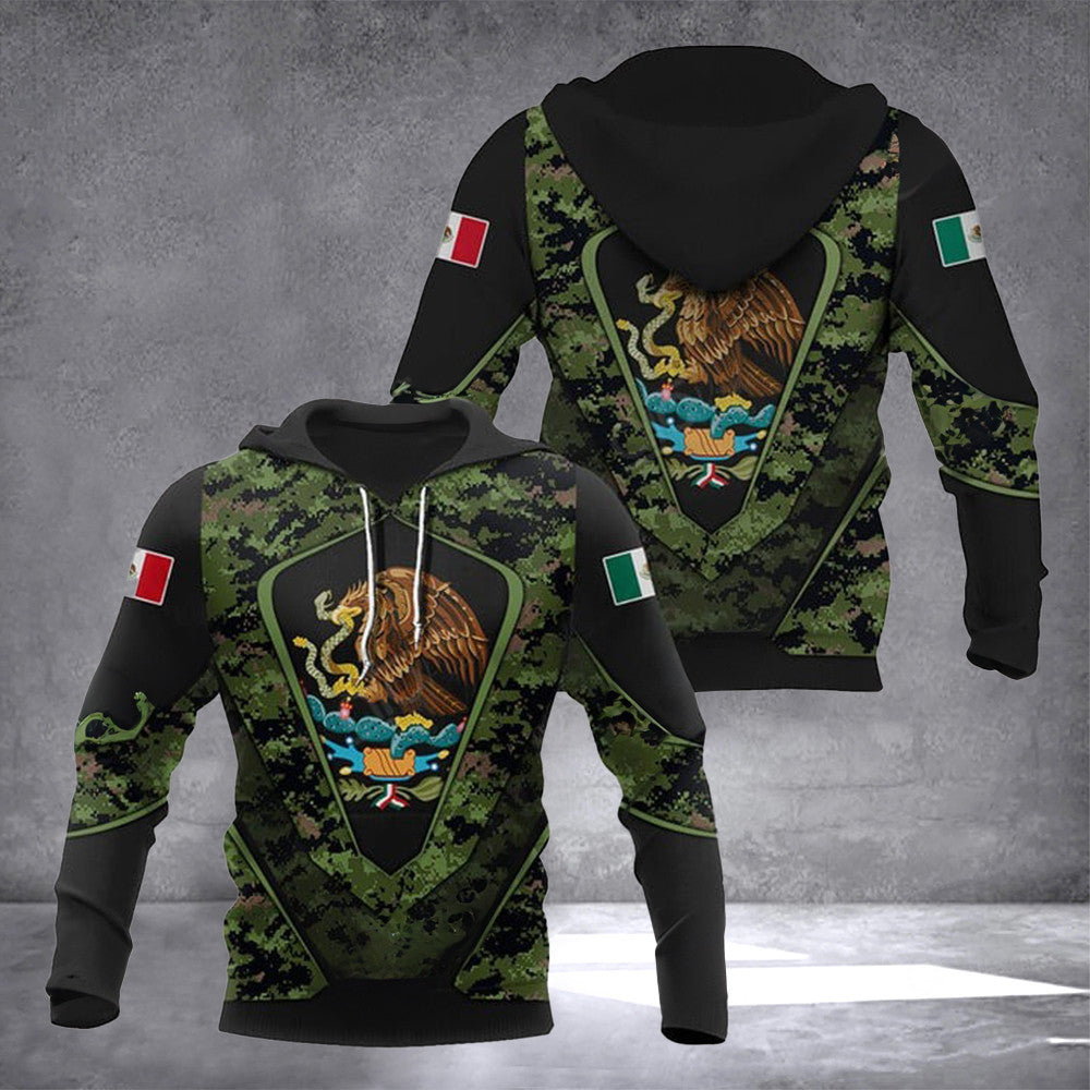 Mexico Coat Of Arms Camouflage Army Hoodie Mexico Flag Coat Of Arms Camo Hoodie Gifts