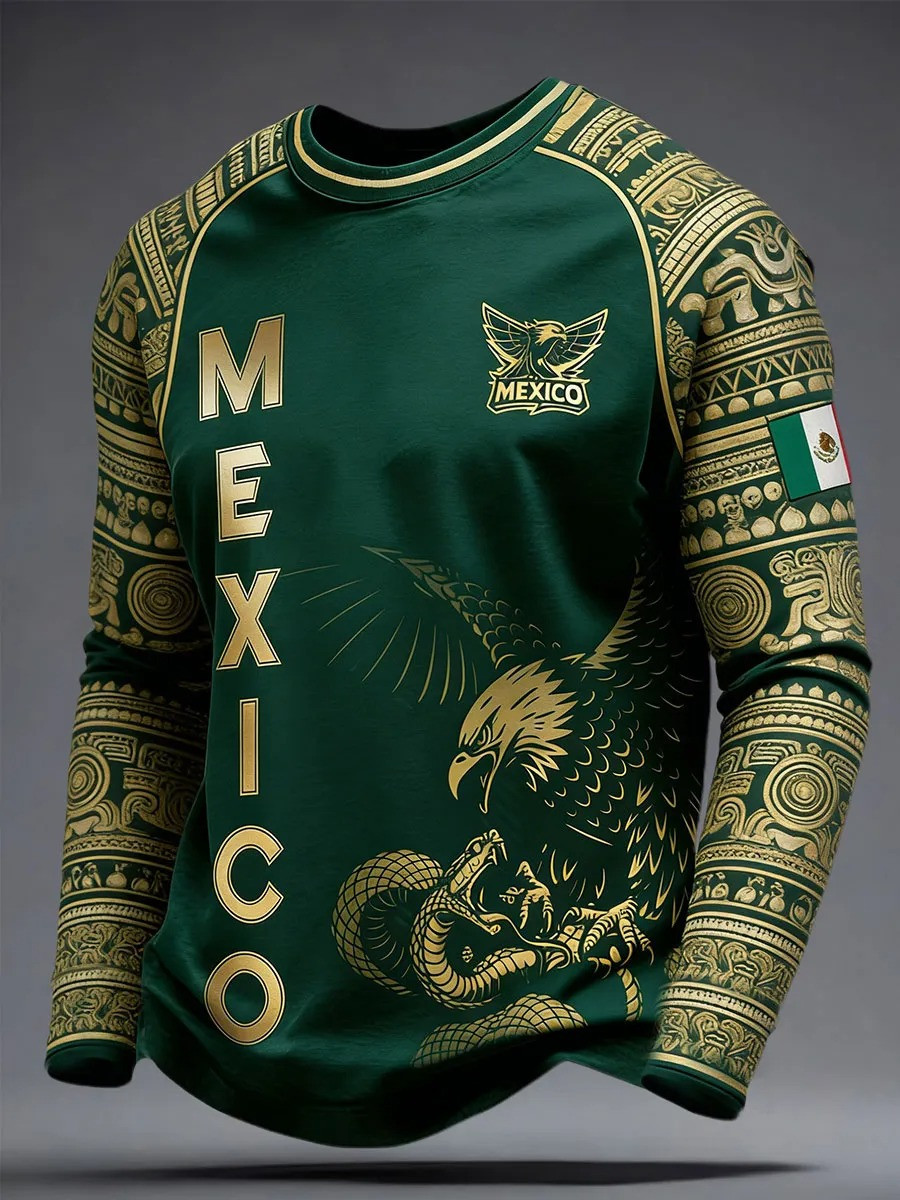 Mexico Eagle Snake Long Sleeve Shirt World Cup 2026 Aztec Fan Gear Gift For Soccer Lovers