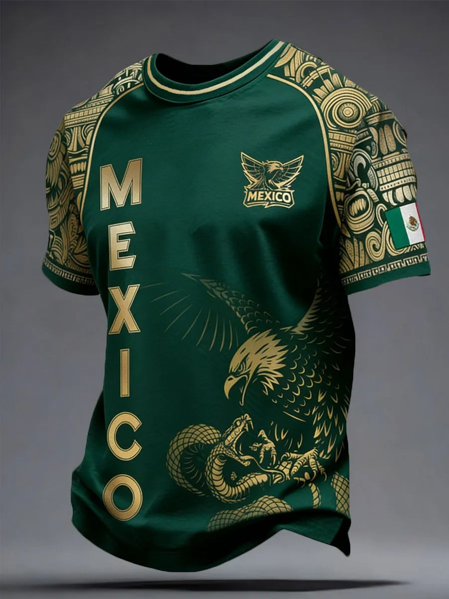 Mexico Eagle Snake T-Shirt World Cup 2026 Aztec Art Fan Clothing Gift For Mexico Soccer Fans