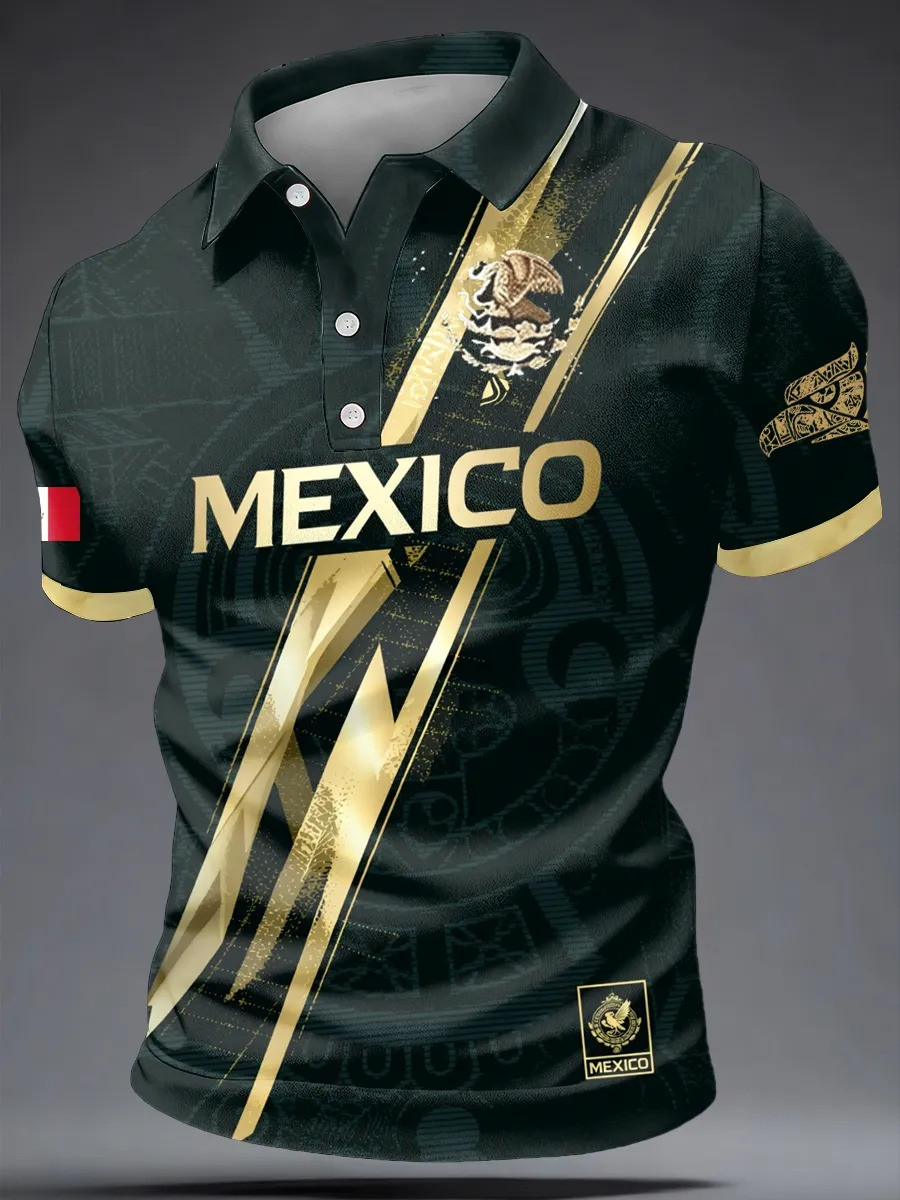 Mexico Lightning Polo Shirt World Cup 2026 Aztec Soccer Fan Gear Best Gift For El Tri Fans