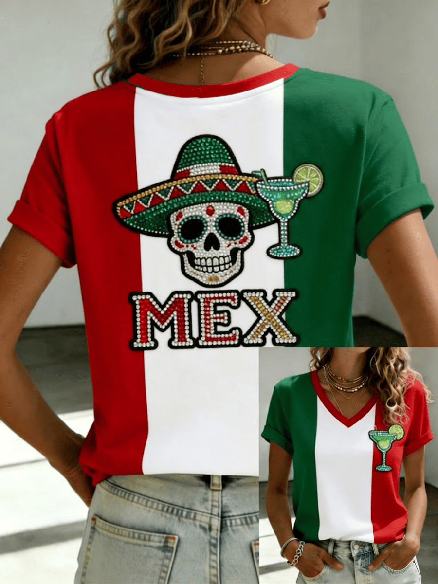 Mexico Sugar Skull T-Shirt Mexico Festival Apparel Gift Ideas For Bestie