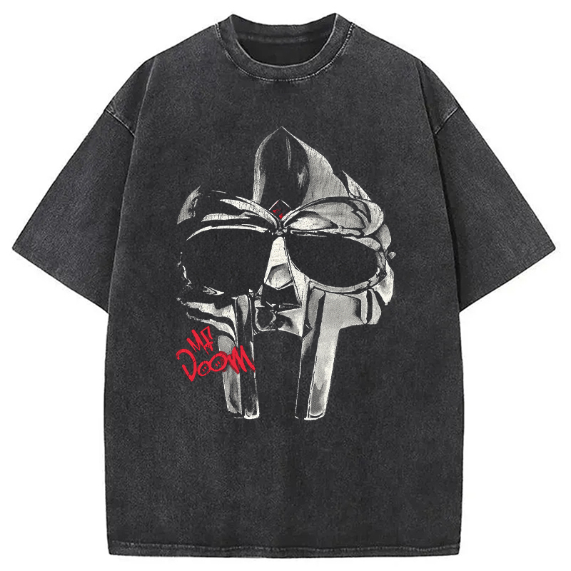 Mf DOOM Halftone Illustration Washed T-Shirt Trendy Everyday Casual Outfit Gifts For Her