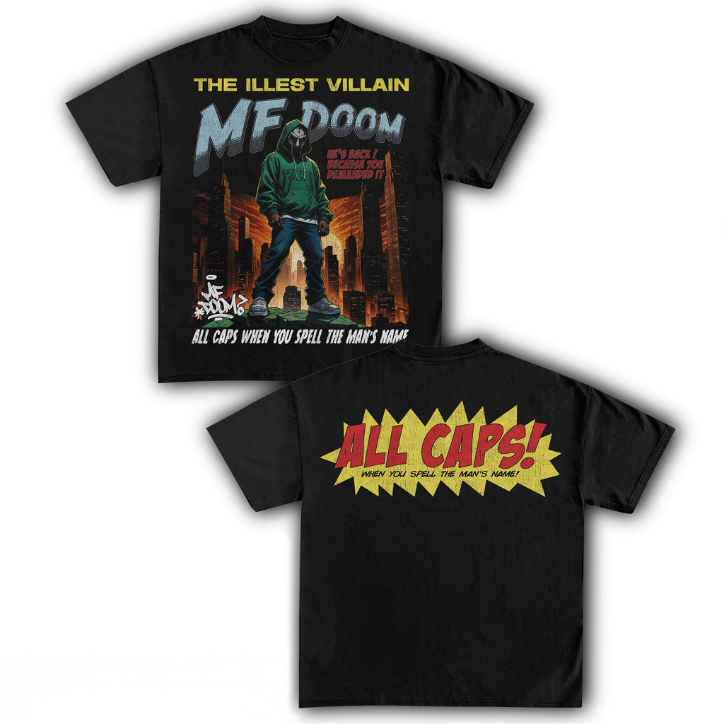 MF Doom The Illest Villain All Caps T-shirt MF Doom Merch Gifts For Music Lovers MF Doom The Illest Villain All Caps T-shirt MF Doom Merch Gifts For Music Lovers