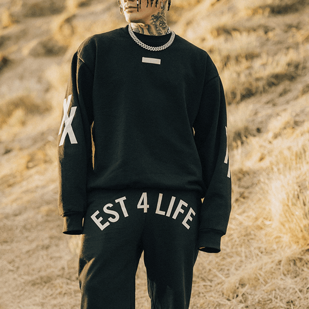 MGK Merch Est 4 Life Wide-Leg Sweatshirt And Sweatpant Sets Machine Gun Kelly Merchandise MGK Merch Est 4 Life Wide-Leg Sweatshirt And Sweatpant Sets Machine Gun Kelly Merchandise
