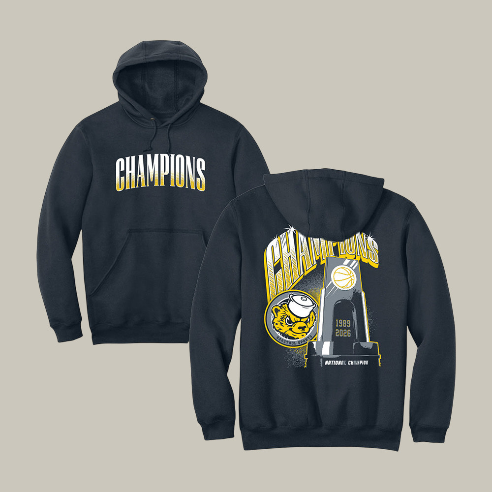 MI Champions Basketball Trophy Hoodie Michigan Championship Apparel Best Fan Gear