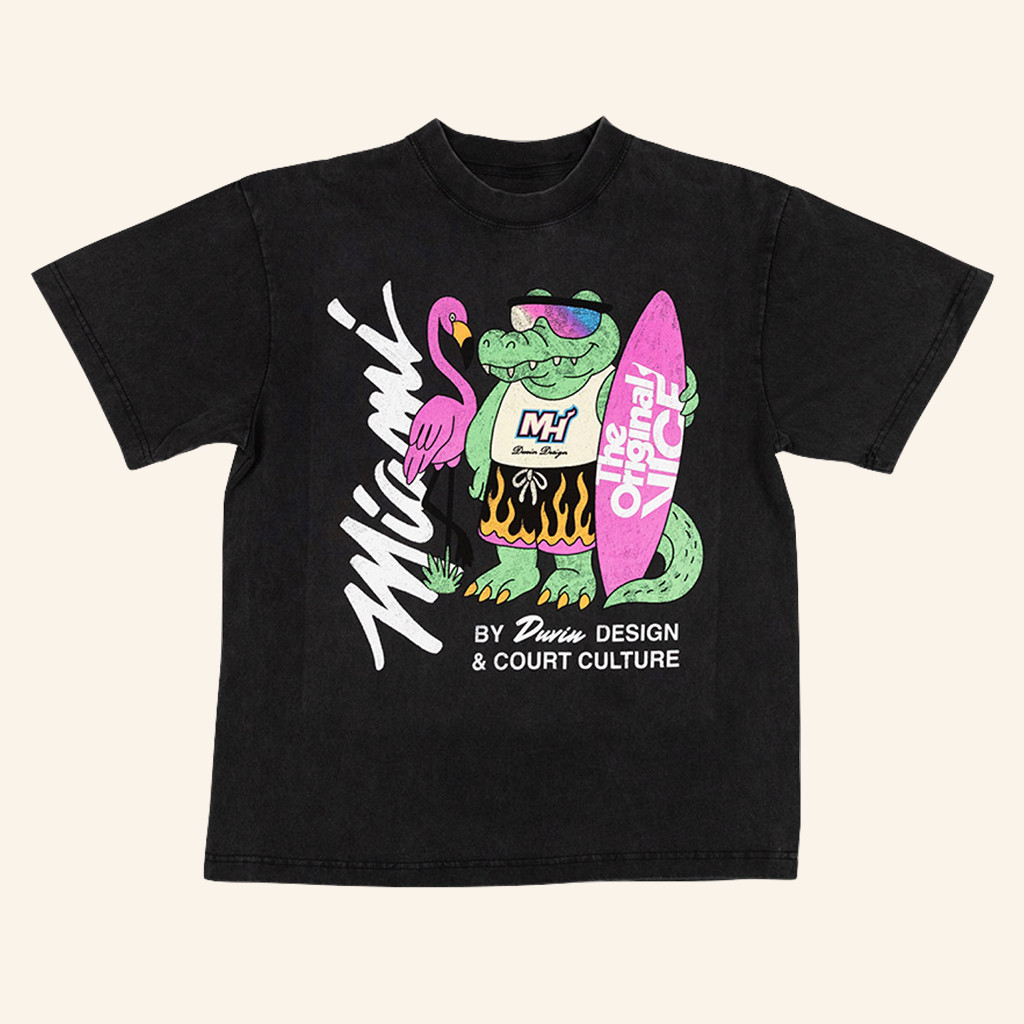 Miami Basketball Merch Court Culture X Duvin Flame Surf T-Shirt Gifts For Fans
