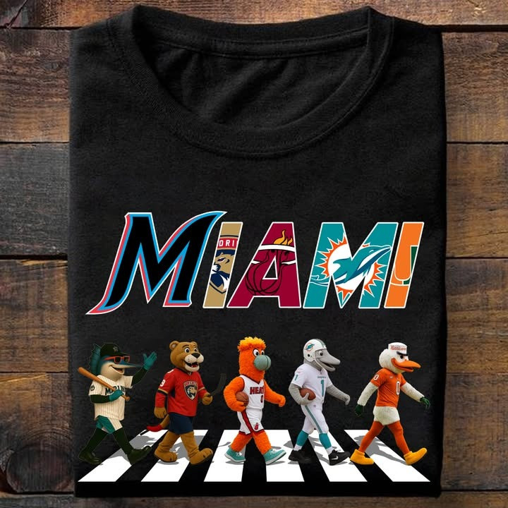 Miami City Sport Teams Mascots T-Shirt Gifts For Miami Sport Teams Lovers Fans