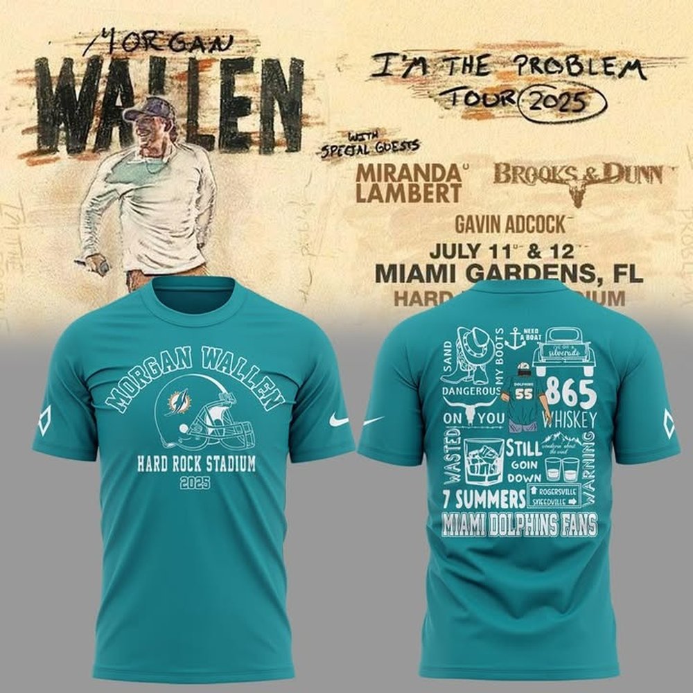 Miami Dolphins x Morgan Wallen Hard Rock Stadium T-Shirt Gift Ideas For Football Players
