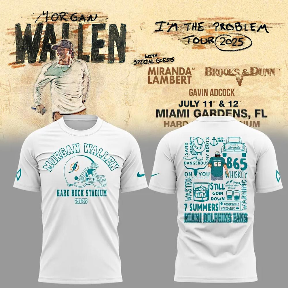 Miami Dolphins x Morgan Wallen Hard Rock Stadium T-Shirt Music Gift Ideas For Guys