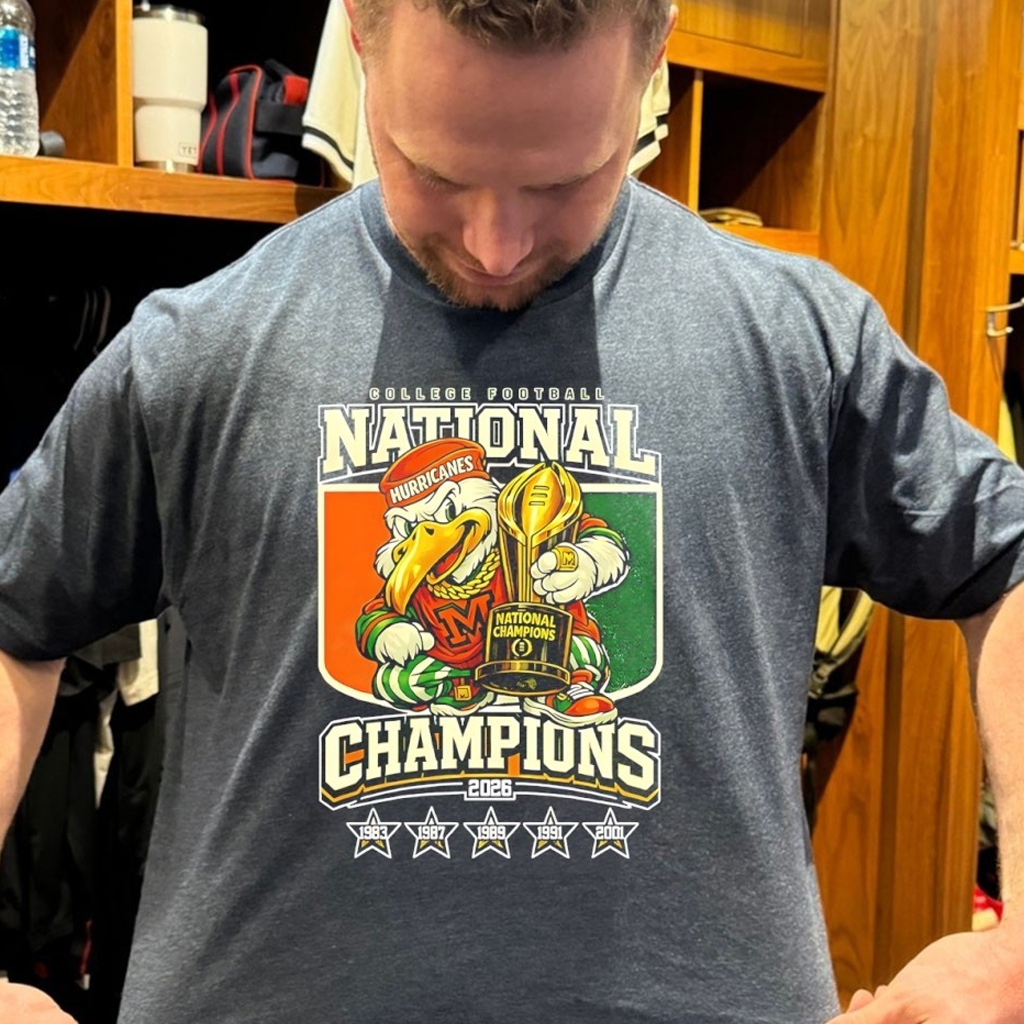 Miami Football 2026 College Playoffs 6x Champions Mascot Trophy Shirt Gifts For Fans