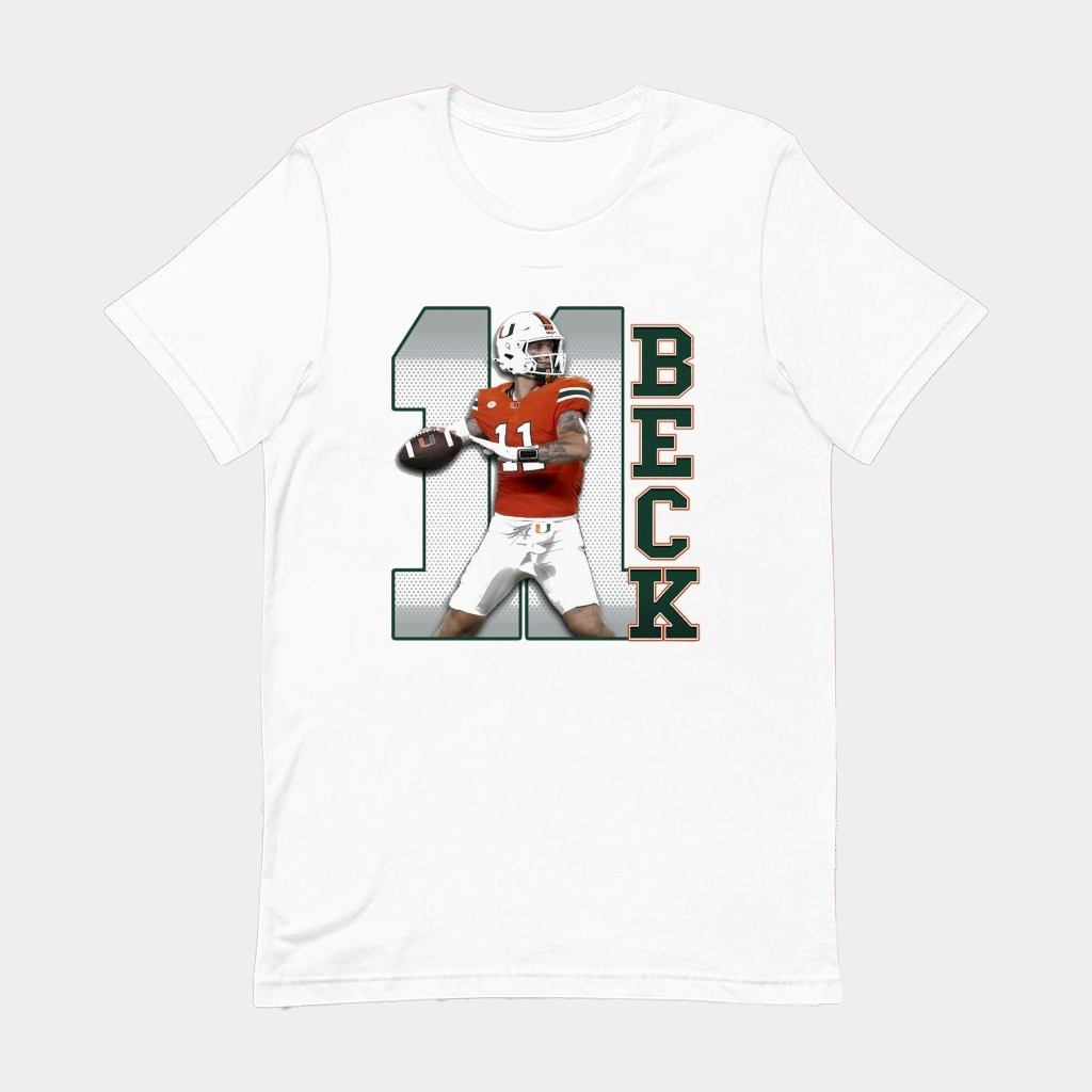 Miami Football Carson Beck 11 Player Throwing Position T-Shirt Best Gifts For Football Lovers