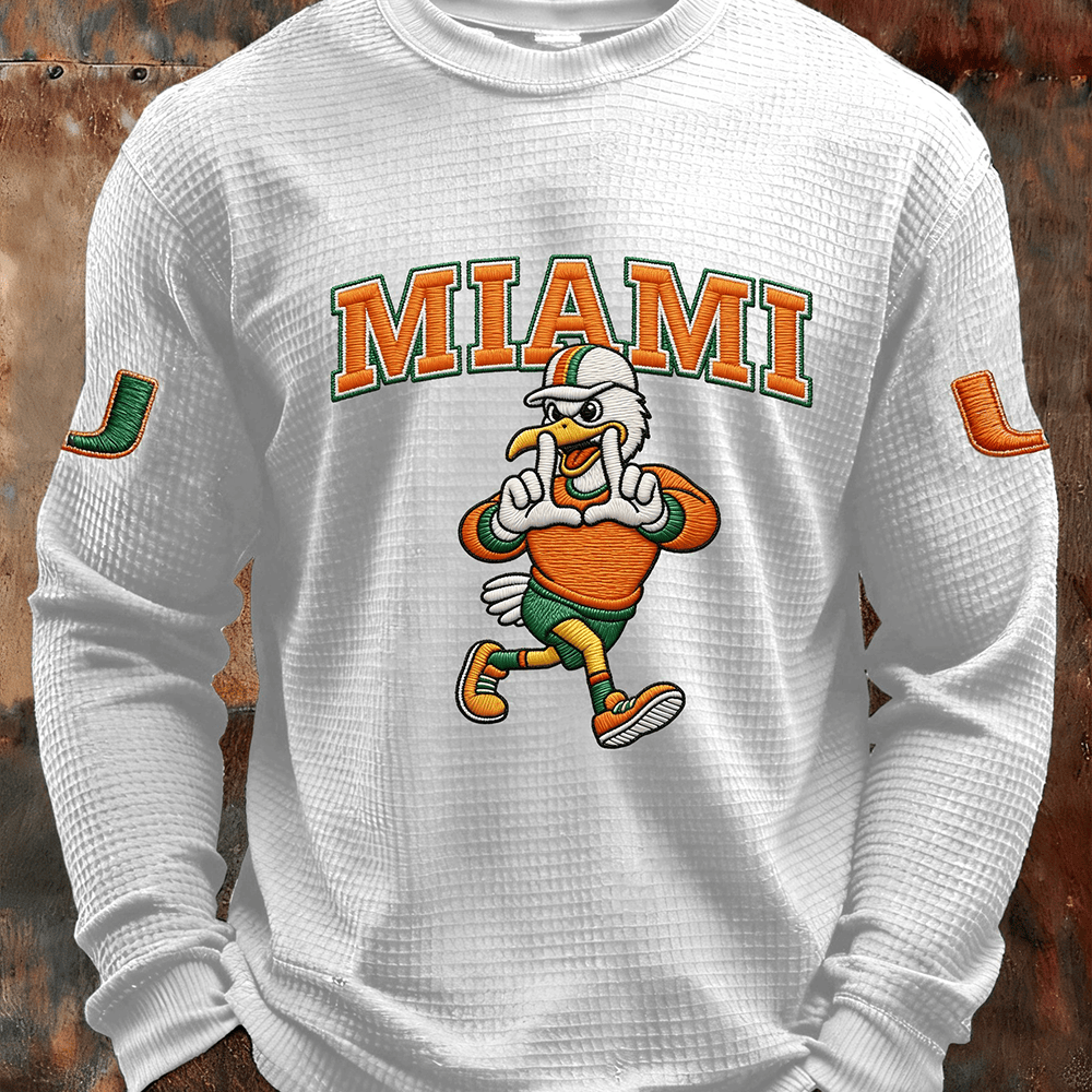 Miami Football Mascot Long Sleeve Shirt Miami Hurricanes Apparel Gift For Him