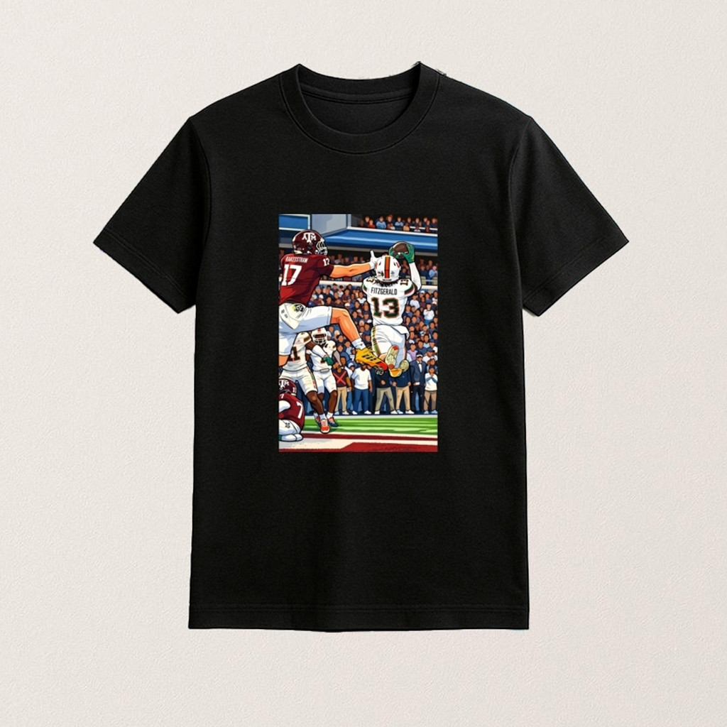 Miami Football Vs Texas A M College Football Game Fitzgerald 13 Rakestraw 17 Shirt Fan Merch