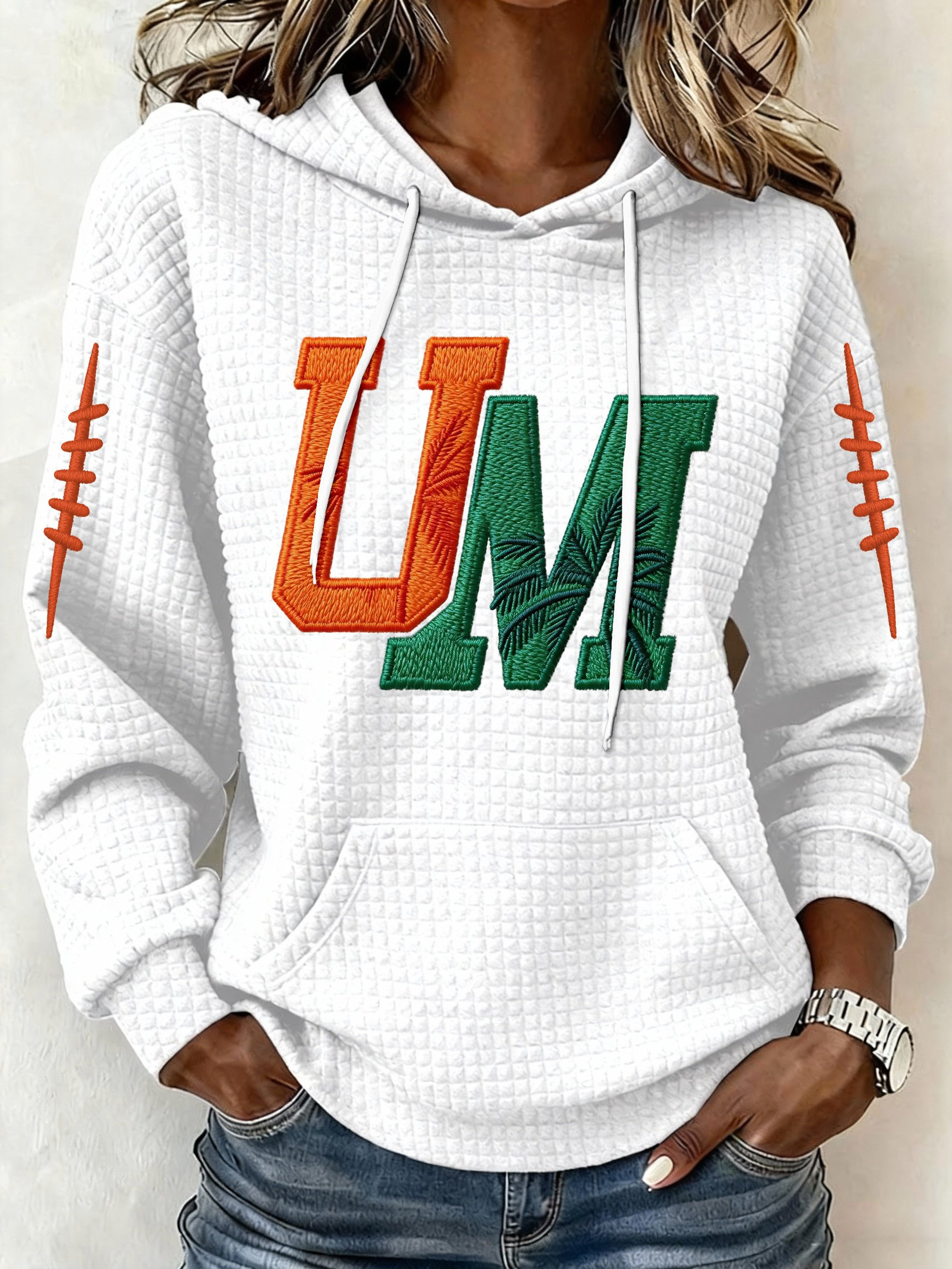 Miami Football Waffle Hoodie Miami Forever MH Hoodie Presents For Football Lovers
