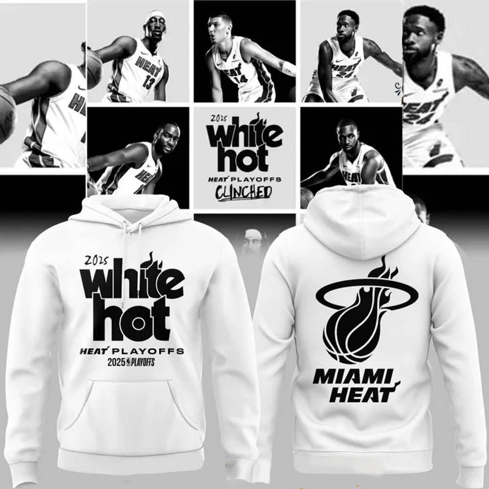 Miami HEAT Special 2025 Playoffs White Hot Hoodie Best Gift Basketball Fans Lovers