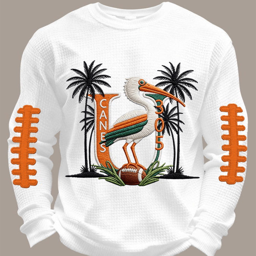 Miami Hurricanes Football Long Sleeve Shirt Orange And Green Football Apparel