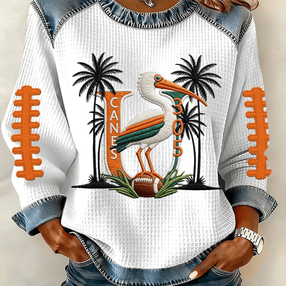 Miami Hurricanes Football Sweatshirt Miami Palm Tree Football Merch Gift For Her