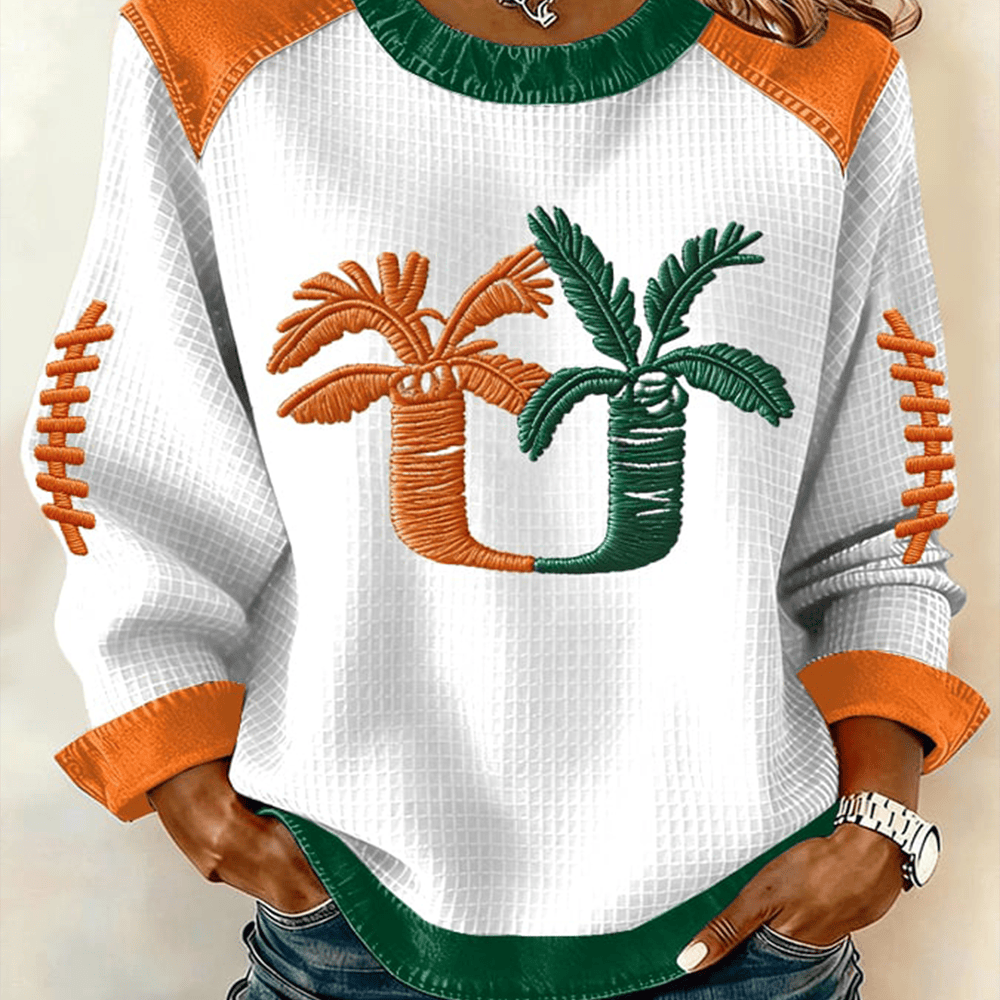 Miami Hurricanes Football Sweatshirt Miami Palm Trees Game Day Merch Gift For Her