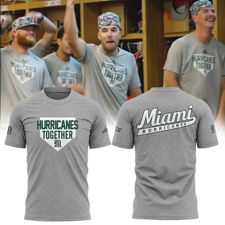 Miami Hurricanes Together Baseball 2025 T-Shirt Grey The UM Fan Clothing Gift Ideas
