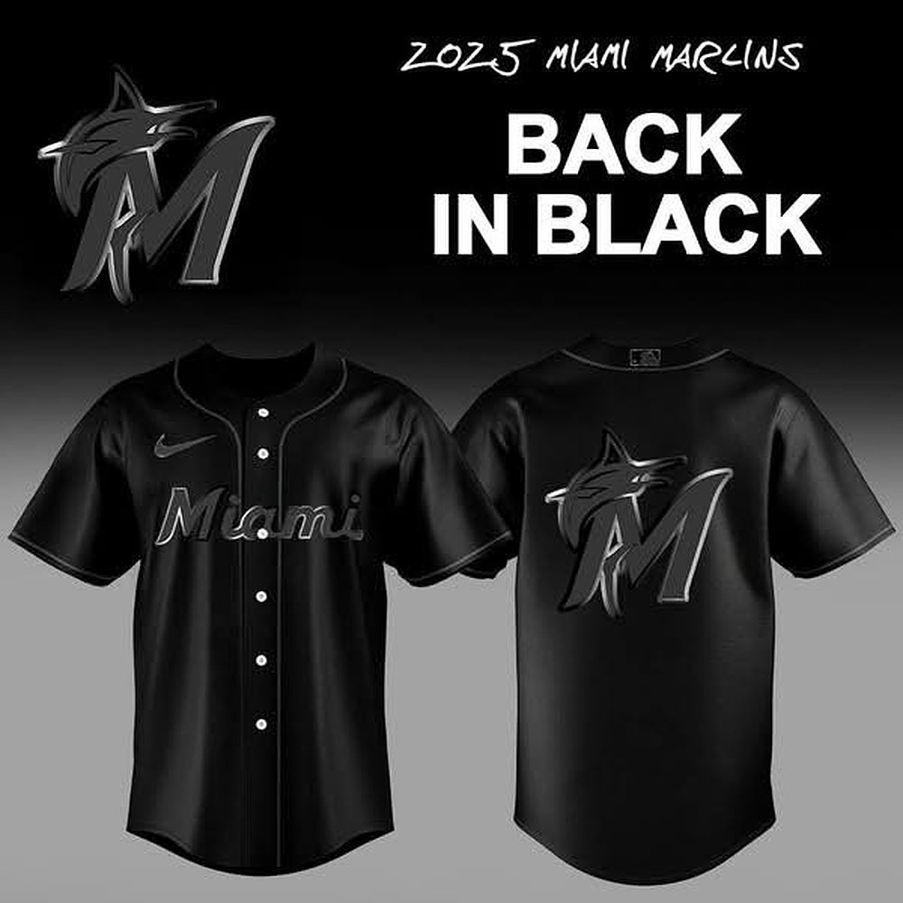 Miami Marlins Back In Black Baseball Jersey Best Gift For Baseball Fans