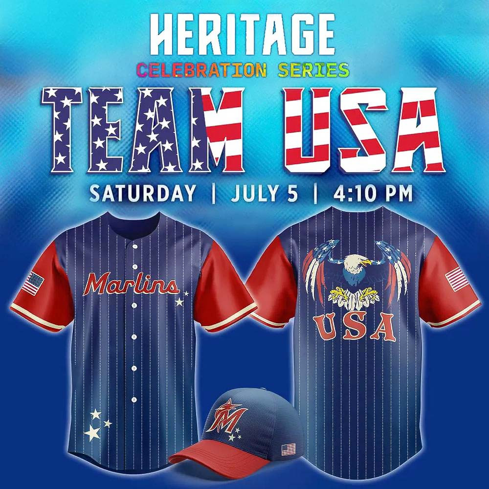 Miami Marlins Celebrate Team USA Night Limited Edition Baseball Jersey Gifts For Dad