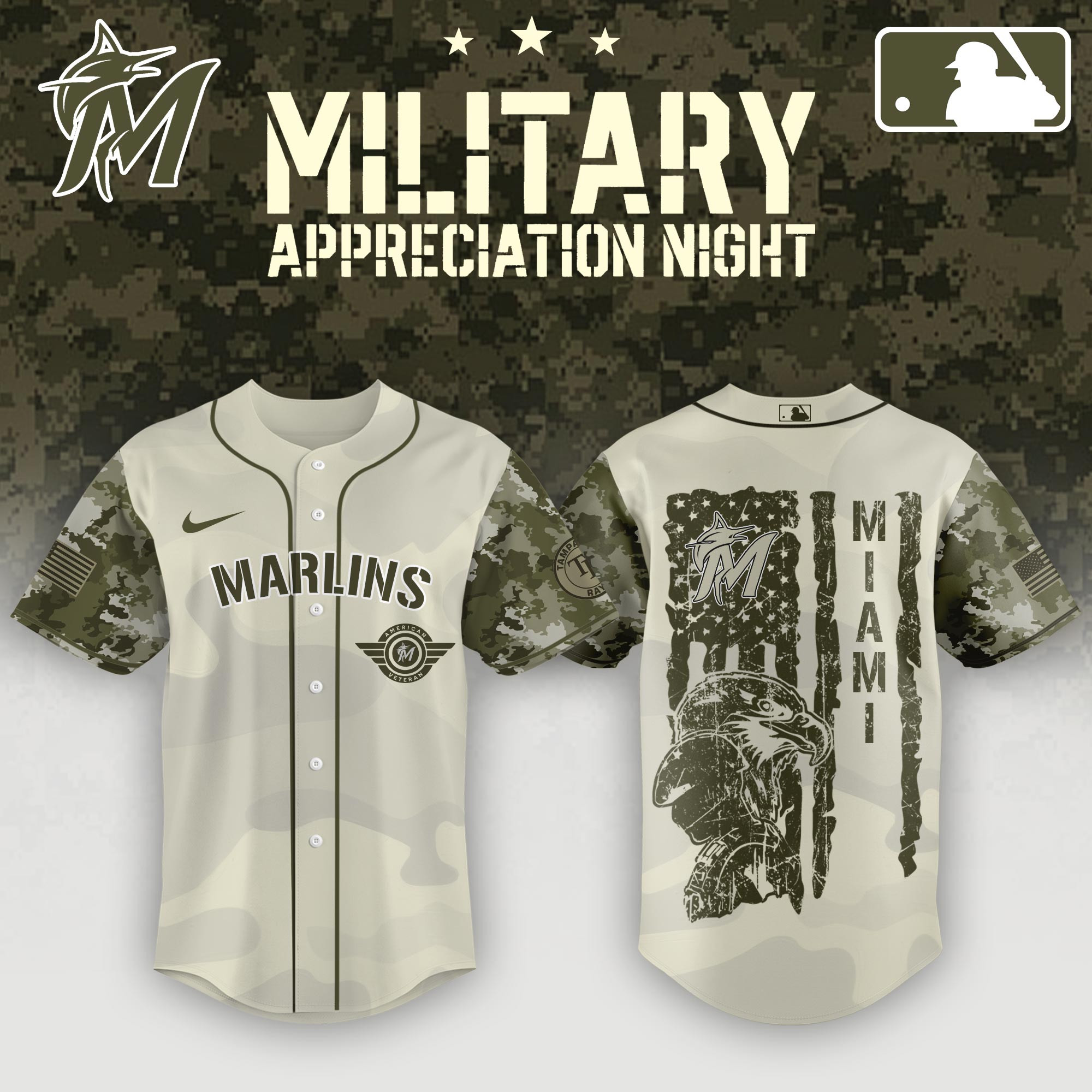 Miami Marlins Military Appreciation Night Camo Hoodie Honor Veterans Day Gifts 2025