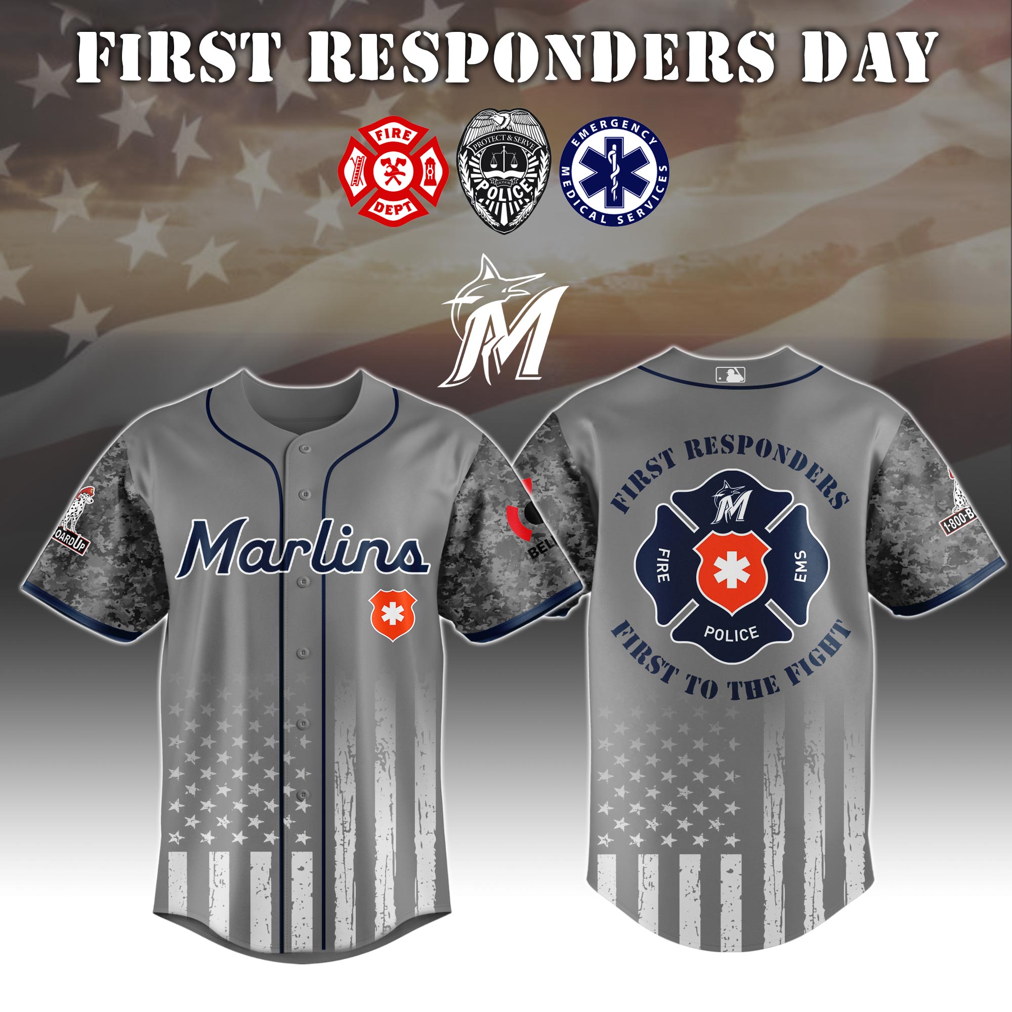 Miami Marlins MLB x First Responders Jersey 2025 Gift For Baseball Fans