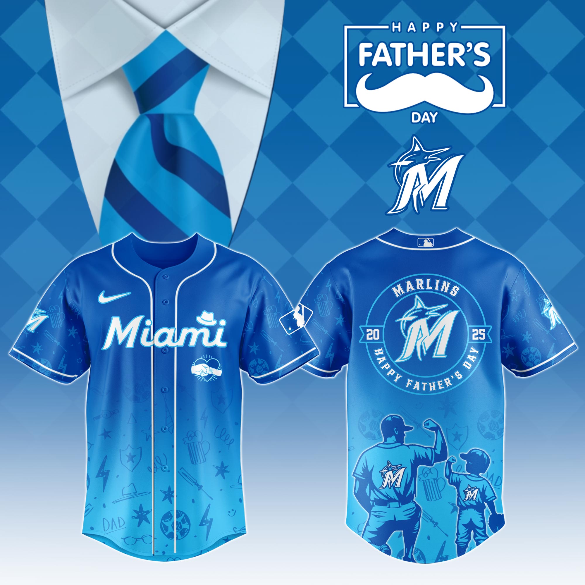 Miami Marlins Special Father's Day Jersey Baseball Father's Day Gifts