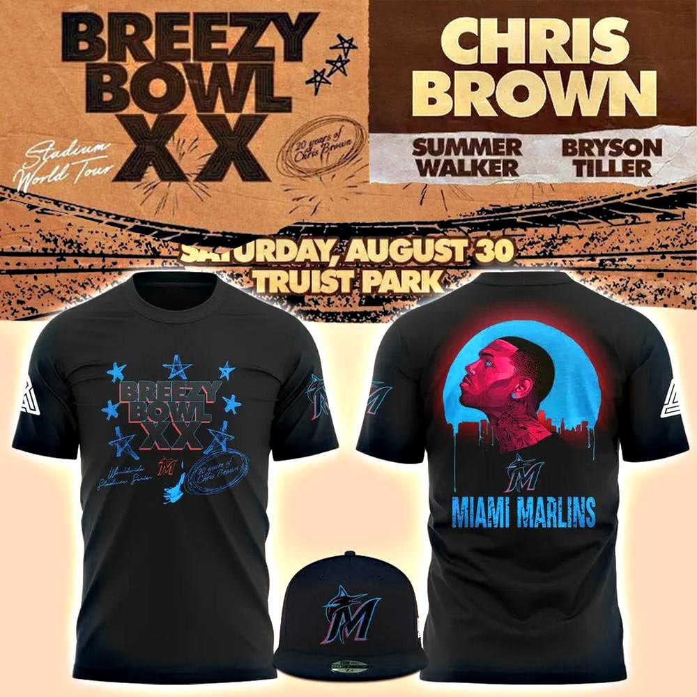 Miami Marlins x Chris Brown Concert Limited Edition T-Shirt Music Lover Gifts For Him
